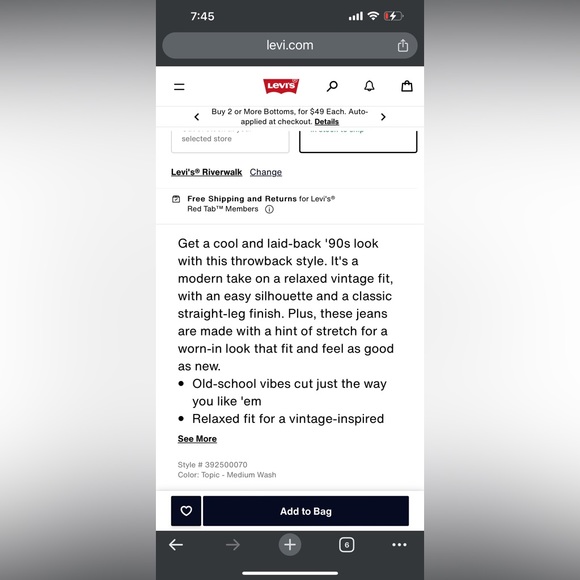 Levi’s Classic Straight Jeans 6 - Picture 8 of 12